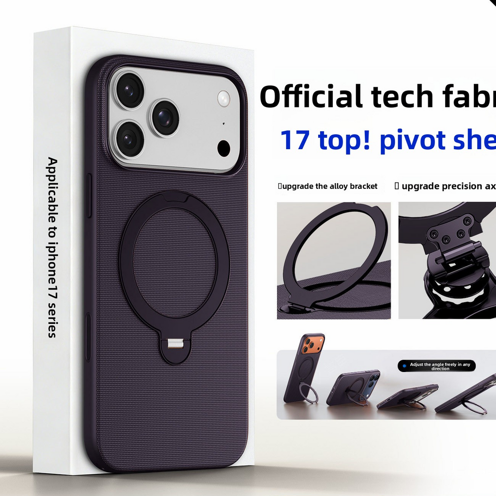 Magnetic Phone Case with Rotating Stand and Camera Button