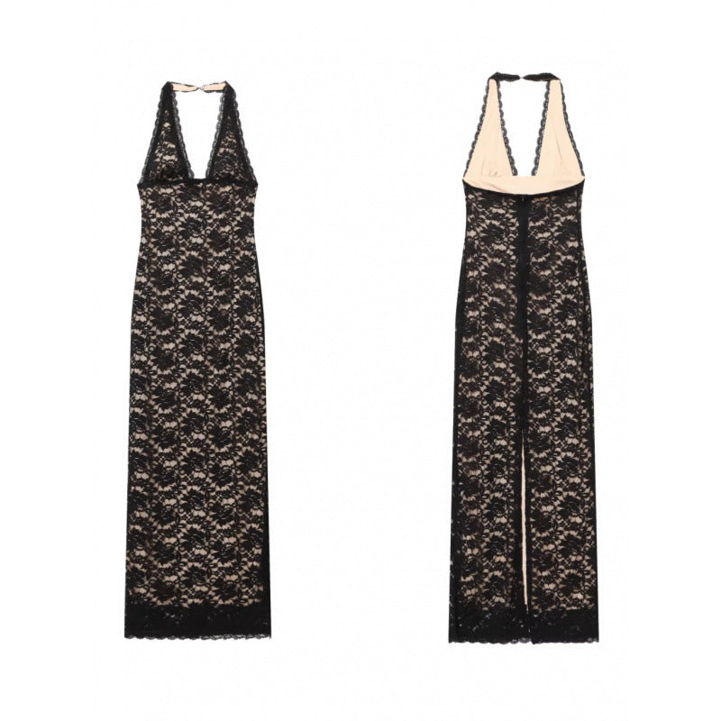 Lace Halter Neck Bodycon Dress