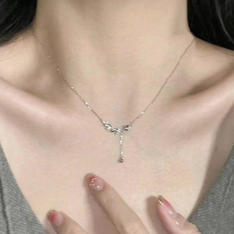 Zircon Bow Necklace for Women