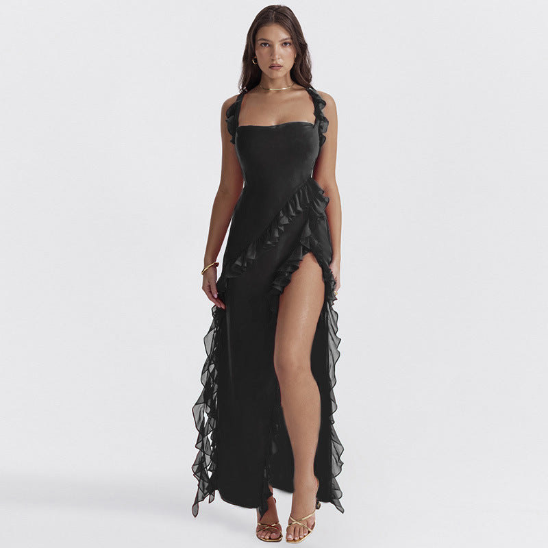 Elegant Slit Spaghetti Strap Dress