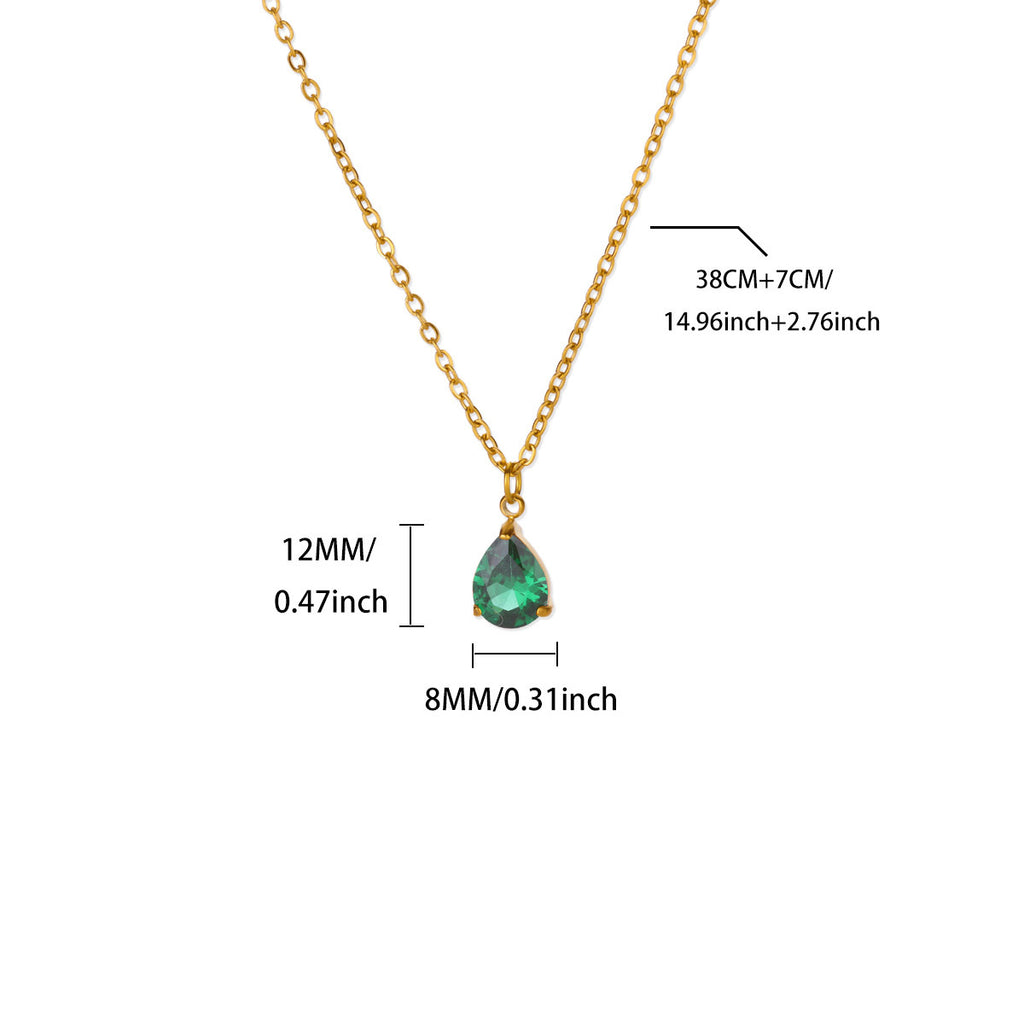 Water Drop Zircon Birthstone Necklace