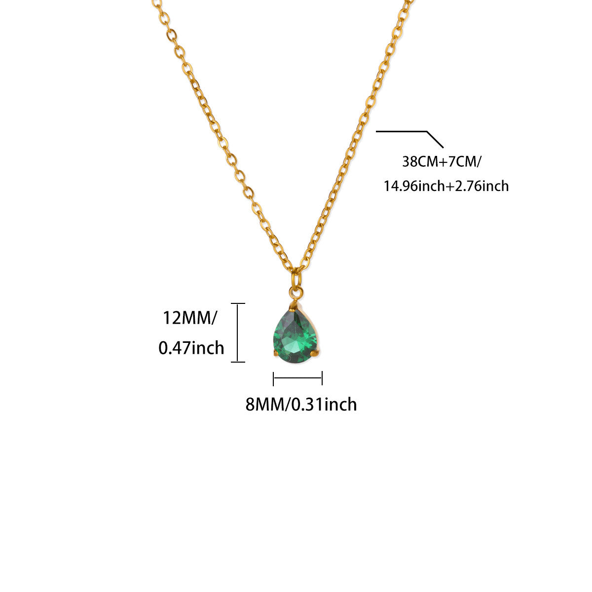 Water Drop Zircon Birthstone Necklace
