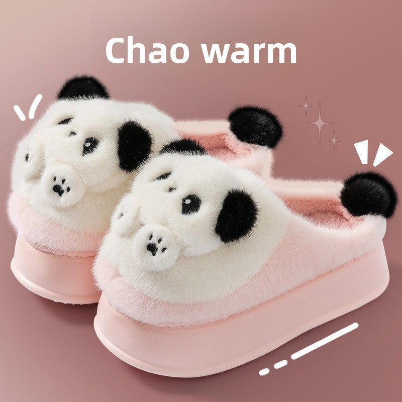 Women's plush panda home slippers