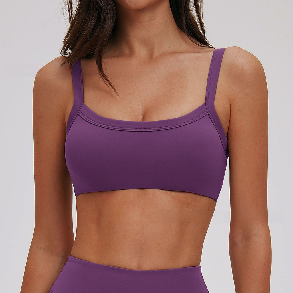 Nude-Feel Double-Strap Yoga Bra for Women Tight-Fitting Sports Bra