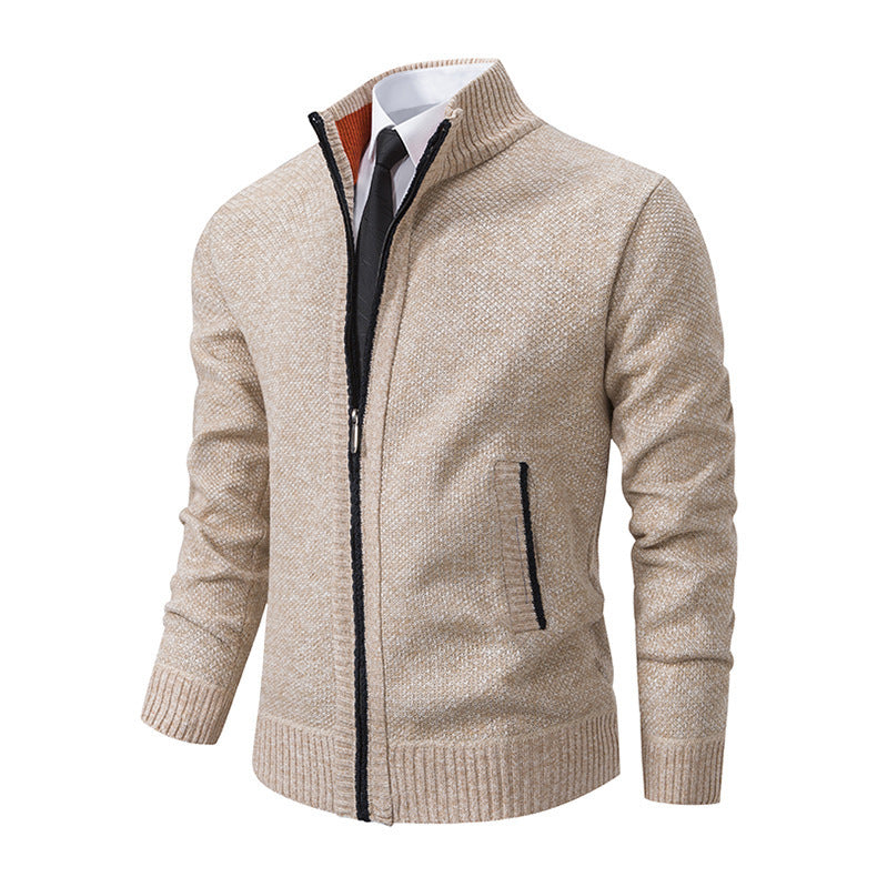 Plus Size Men Stand Collar Casual Cardigan Jacket