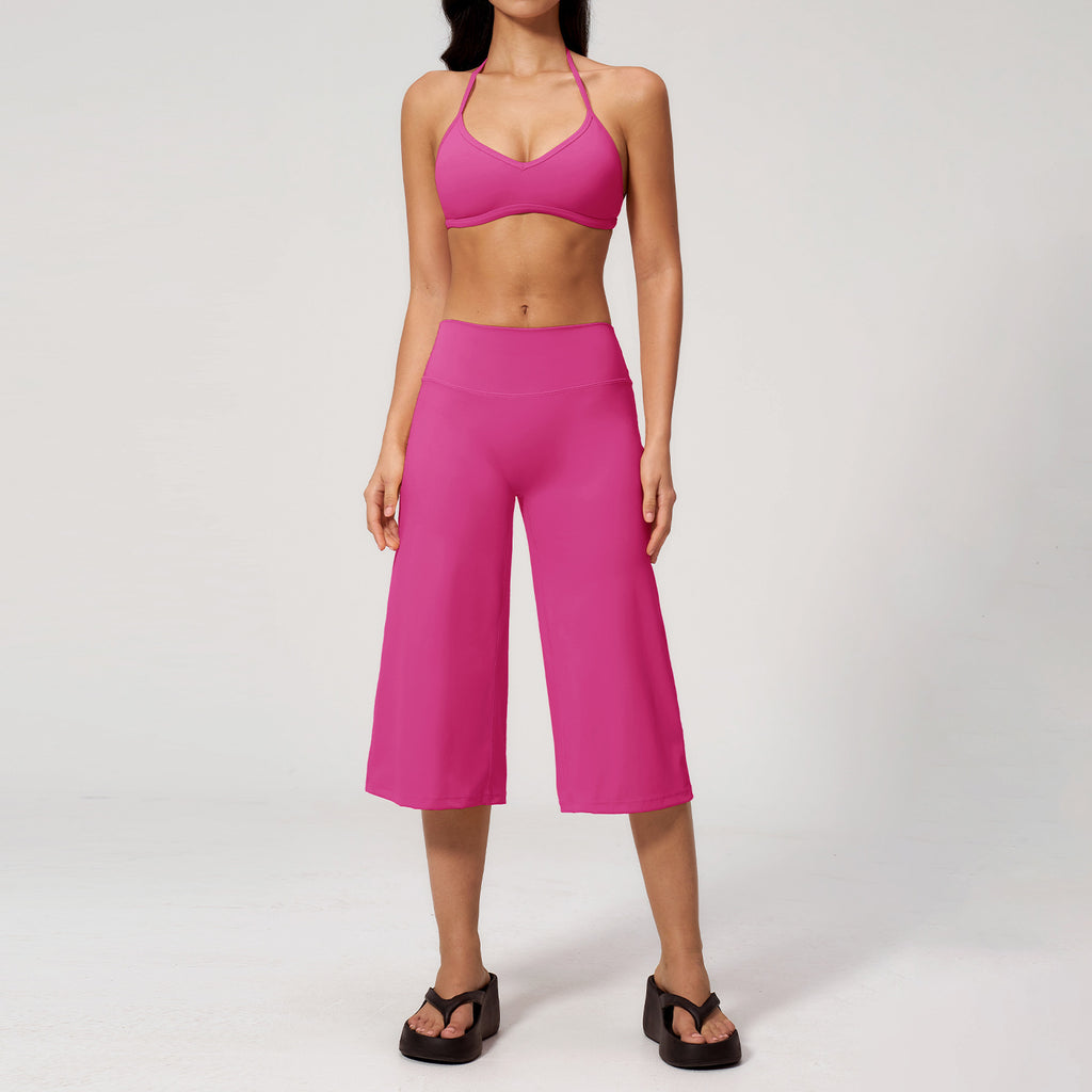 Womens Yoga Set Shockproof Bra High Waist Shorts Two Piece Workout Outfit