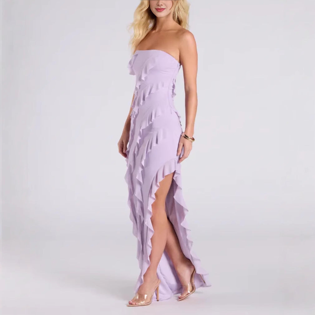 Lady's strapless, sleeveless, form-fitting long dress