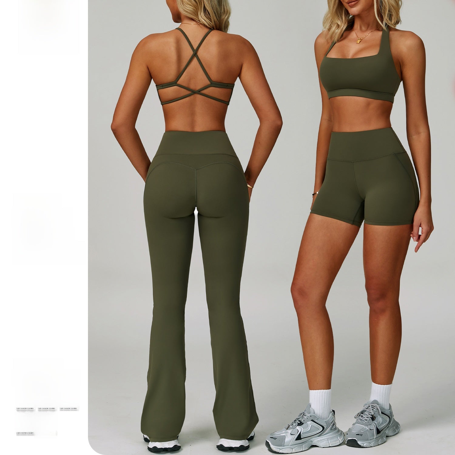 Womens Backless Yoga Fitness Set High-Intensity Sportswear