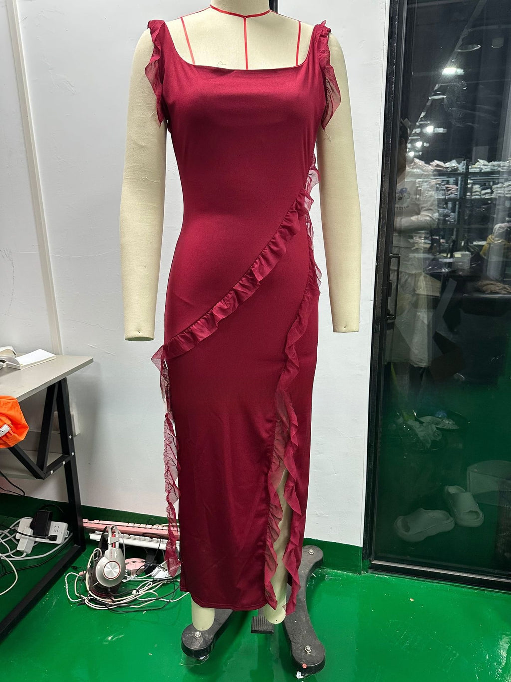 Elegant Slit Spaghetti Strap Dress