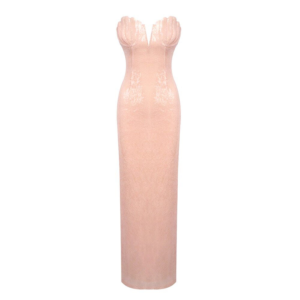 Sexy strapless sequined long dress for formal occasion