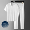 Men's Ice Silk Casual Short Sleeve Top and Pants Set