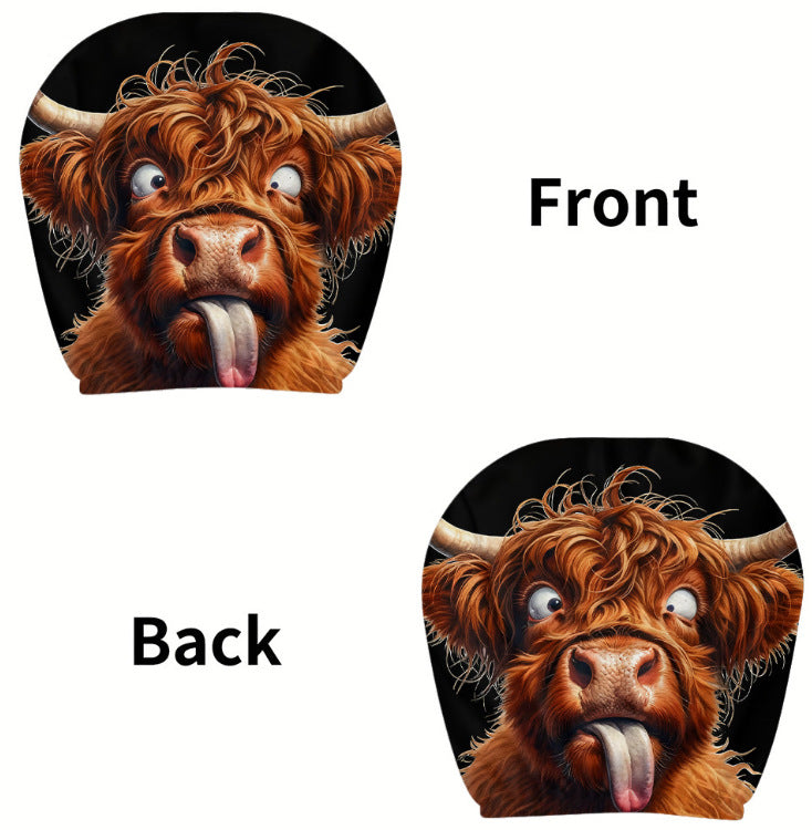 Black Skull Funny Car Print Headrest Cover Universal Elastic