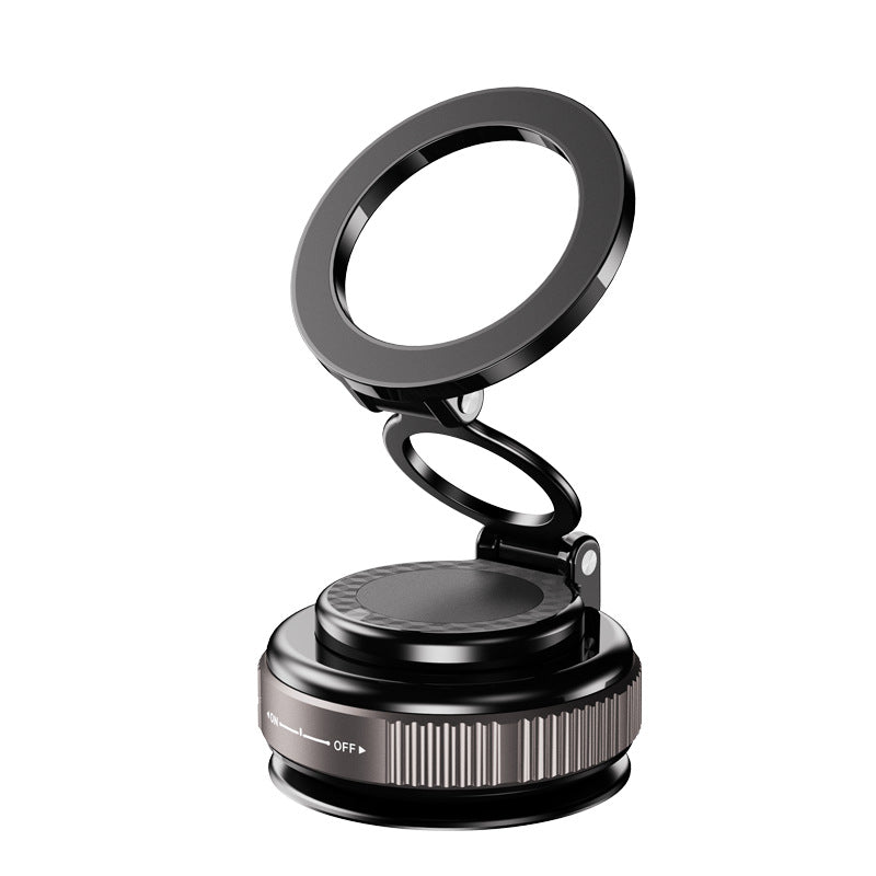 Car-Mounted Folding Magnetic Holder, Metal Rotating Vacuum Adsorption, Double-Sided Kitchen Multifunctional Lazy Phone Holder