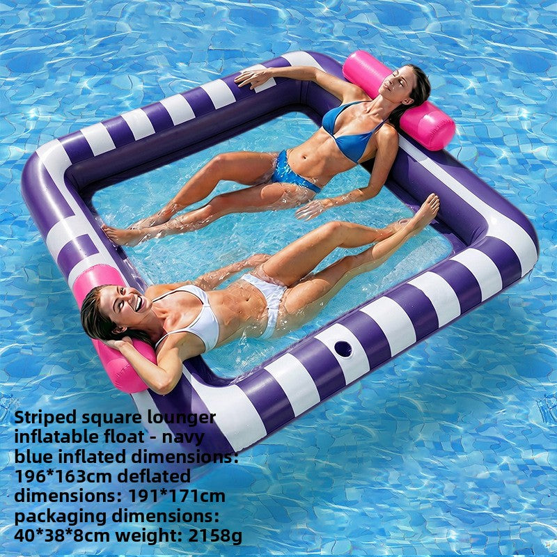 Striped Square Inflatable Lounge Chair Water Float