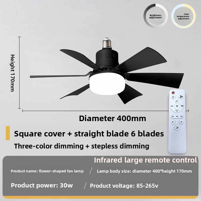 E27 Screw Ceiling Fan Lamp with Detachable Blades Remote Control