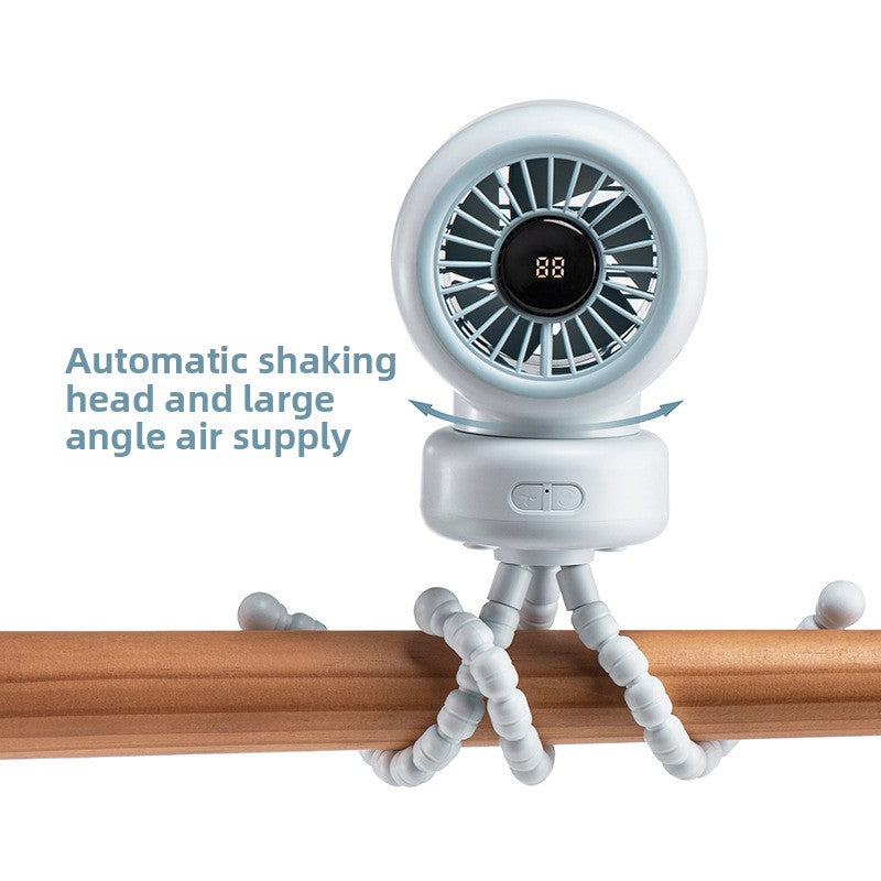 Octopus Clip On Desk Fan with Digital Display