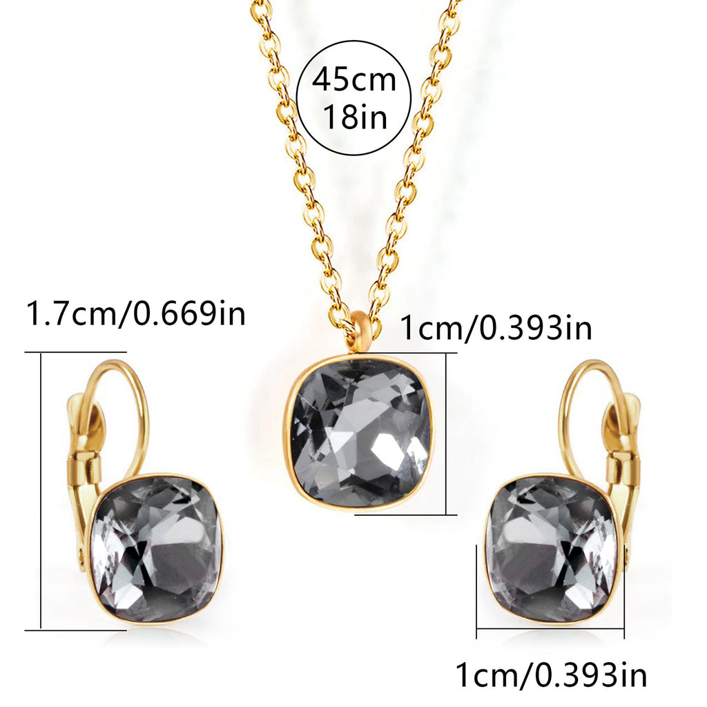 Square Zircon Jewelry with Gold Plated Finish