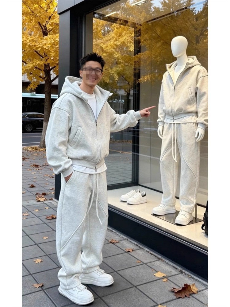 Mens Casual Hooded Sweatshirt and Pants Set