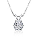 Classic Six-Prong Moissanite Necklace Sterling Silver